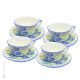 FIORACCIO CUPS juego de 4 tazas de té capuchino con platillo Castelli cerámica hecha a mano auténtica Abruzzo Made in Italy
