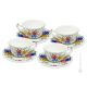 ROSESPINE CUPS juego de 4 tazas de té capuchino con platillo Castelli cerámica hecha a mano auténtica Abruzzo Made in Italy