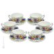 ROSESPINE CUPS juego de 6 tazas de té capuchino con platillo Castelli cerámica hecha a mano auténtica Abruzzo Made in Italy