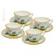 UCCELLINI CUPS juego de 4 tazas de té capuchino con platillo Castelli cerámica hecha a mano auténtica Abruzzo Made in Italy