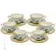 UCCELLINI CUPS juego de 6 tazas de té capuchino con platillo Castelli cerámica hecha a mano auténtica Abruzzo Made in Italy