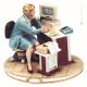 SEÑORA EN LA COMPUTADORA Figura de porcelana Capodimonte hecha a mano Made in Italy