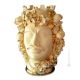 CABEZA MARRÓN MASCULINA Maceta y decoración de mesa detalles cerámicos artísticos Cristales Swarovski color oro 24k