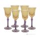 Set de 6 auténticas copas de vino con pie pintadas a mano en cristal de calidad superior.-Amarillo