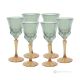 Set de 6 auténticas copas de vino con pie pintadas a mano en cristal de calidad superior.-Verde