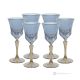 Set de 6 auténticas copas de vino con pie pintadas a mano en cristal de calidad superior.-Azul