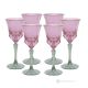 Set de 6 auténticas copas de vino con pie pintadas a mano en cristal de calidad superior. - Rosa