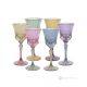 Set de 6 auténticas copas de licor con pie pintadas a mano en cristal de calidad superior.-Multicolor 