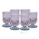 Set de 6 auténticos vasos de agua modernos pintados a mano en cristal de calidad superior. - Morado