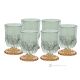 Set de 6 auténticos vasos de agua modernos pintados a mano en cristal de calidad superior.-Verde