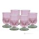 Set de 6 auténticos vasos de agua modernos pintados a mano en cristal de calidad superior. - Rosa