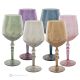 ALKIMIA Set de 6 auténticos vasos de agua con pie pintados a mano en cristal de calidad superior.-Multicolor 