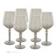 Set de 6 auténticos vasos de agua con pie pintados a mano en cristal de calidad superior.-Gris