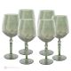 ALKIMIA Set de 6 auténticos vasos de agua con pie pintados a mano en cristal de calidad superior.-Verde