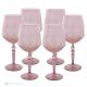 Set de 6 auténticos vasos de agua con pie pintados a mano en cristal de calidad superior. - Rosa
