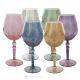 ALKIMIA Juego de 6 auténticas copas de vino con pie pintadas a mano en cristal de calidad superior.-Multicolor 