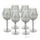 Set de 6 auténticas copas de vino con pie pintadas a mano en cristal de calidad superior.-Gris