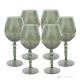 Set de 6 auténticas copas de vino con pie pintadas a mano en cristal de calidad superior.-Verde