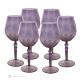 ALKIMIA Juego de 6 auténticas copas de vino con pie pintadas a mano en cristal de calidad superior.-Morado