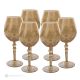 Set de 6 auténticas copas de vino con pie pintadas a mano en cristal de calidad superior.-Amarillo