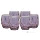 ALKIMIA Set de 6 auténticos vasos de agua pintados a mano en cristal de calidad superior, diseño moderno.-Morado