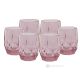 Set de 6 auténticos vasos de agua pintados a mano en cristal de calidad superior, diseño moderno. - Rosa