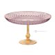 Plato ASTRA, centro de mesa con detalle de pan de oro, cristal de calidad superior pintado a mano.-Rosa