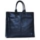 GRETA Shopper tote bolso de hombro para mujer en cuero auténtico hecho a mano Azul
