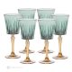 DOMINA Set de 6 auténticos vasos de agua con pie pintados a mano en cristal de calidad superior.