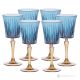 Set de 6 auténticos vasos de agua con pie pintados a mano en cristal de calidad superior.