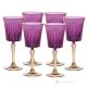 DOMINA Set de 6 auténticos vasos de agua con pie pintados a mano en cristal de calidad superior.