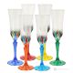 Set de 6 auténticas copas flauta pintadas a mano en cristal de calidad superior.
