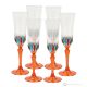 Set de 6 auténticas copas flauta pintadas a mano en cristal de calidad superior.