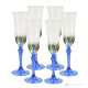 Set de 6 auténticas copas flauta pintadas a mano en cristal de calidad superior.