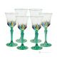 ADAGIO Juego de 6 auténticas copas de vino con pie pintadas a mano en cristal de calidad superior.
