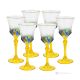 ADAGIO Juego de 6 auténticas copas de vino con pie pintadas a mano en cristal de calidad superior.