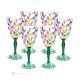 LAURUS Juego de 6 auténticas copas de vino con pie pintadas a mano en cristal de calidad superior.