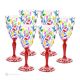 Set de 6 auténticas copas de vino con pie pintadas a mano en cristal de calidad superior.