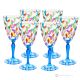 Set de 6 auténticos vasos de agua con pie pintados a mano en cristal de calidad superior.