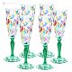 Set de 6 auténticas copas flauta pintadas a mano en cristal de calidad superior.