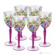 Set de 6 auténticos vasos de agua con pie pintados a mano en cristal de calidad superior.
