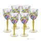 Set de 6 auténticos vasos de agua con pie pintados a mano en cristal de calidad superior.
