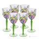 OASIS Juego de 6 auténticos vasos de agua con pie pintados a mano en cristal de calidad superior.