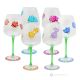 ALIZEE Juego de 6 auténticas copas de vino con pie pintadas a mano en cristal de calidad superior.