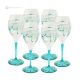 MONTECARLO Juego de 6 auténticas copas de vino con pie pintadas a mano en cristal de calidad superior.