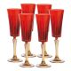 Set de 6 auténticas copas flauta pintadas a mano en cristal de calidad superior.