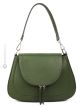 Bolso de mano y bandolera para mujer SOPHIA, piel auténtica hecha a mano en color verde