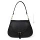 Bolso de mano y bandolera para mujer SOPHIA, auténtica piel artesanal de color negro