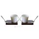 KRISTIAN 1 juego 2 tazas con portavasos de madera y cuchara de porcelana estilo moderno auténtico hecho a mano Made in Italy