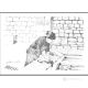 LAVANDERÍA Dibujo con bolígrafo sobre lienzo moderno Made in Italy 